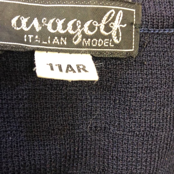 Vintage Italian Avagolf Designer Dark Blue Textured Knit Sweater Dress - Picture 8 of 8